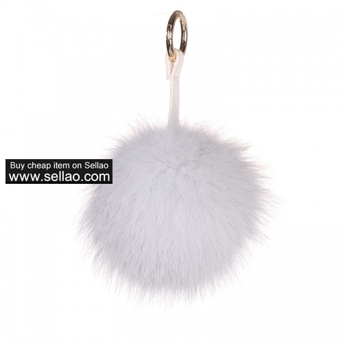 Soft Fox Pom Keychain Fur Ball Key Chain Ring Handbag Tassel Hook Blue Fox
