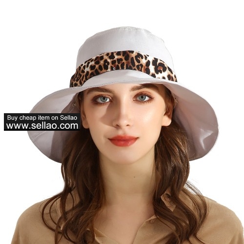 Summer Bucket Hat UPF50+ Beach Hat 100% Cotton Travel Outdoor Sun Protection Cap White Grey