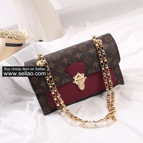 Louis vuitton designer luxury handbags purse monogram chain print flower Messenger bag