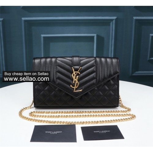 Caviar leather Saint Laurent women's envelope bag messenger bag