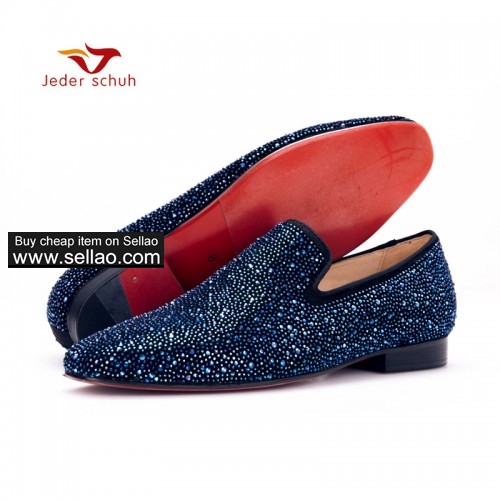 Jeder Schuh Men Leather Shoes With Night Sky Color Hinestones Prom And Banquet Men Casual Loafers Lu