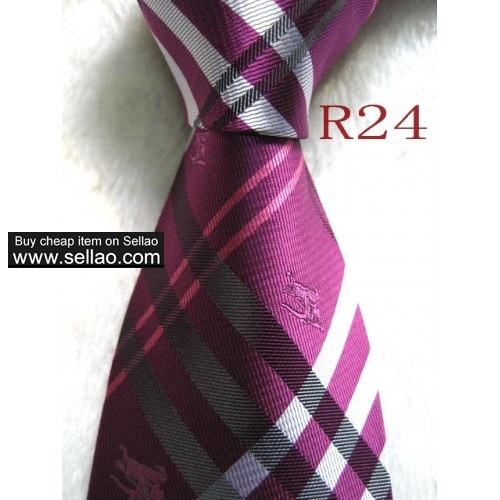 R24  #100%Silk Jacquard Woven Handmade Men's Tie Necktie