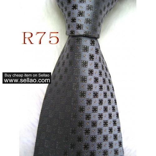 R75  #100%Silk Jacquard Woven Handmade Men's Tie Necktie