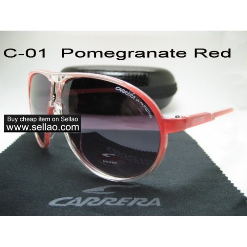 C-01 Pomegranate Red New Men Womens Retro Sunglasses Outdoor sport   Glasses+Box