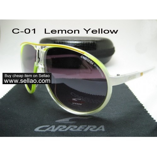 C-01 Lemon Yellow New Men Womens Retro Sunglasses Outdoor sport   Glasses+Box
