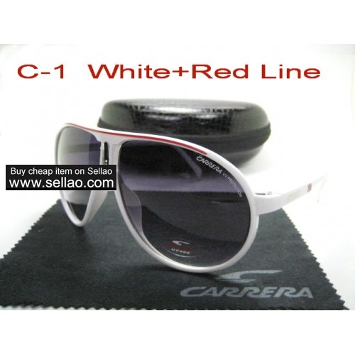 C-1 White/Red Line New Men Womens Retro Sunglasses Outdoor sport   Glasses+Box