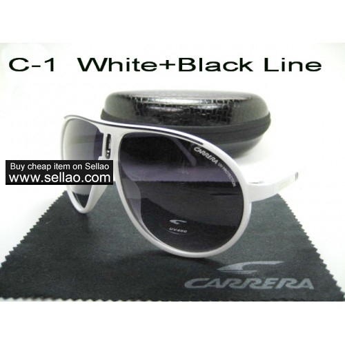C-1 White/Black Line New Men Womens Retro Sunglasses Outdoor sport   Glasses+Box