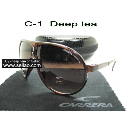 C-1 Deep tea New Men Womens Retro Sunglasses Outdoor sport   Glasses+Box