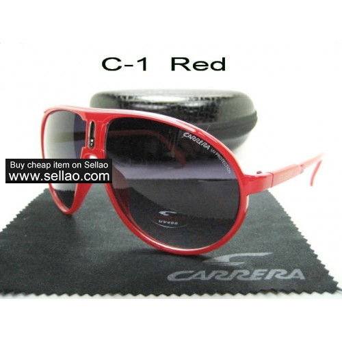 C-1 New Men Womens Retro Sunglasses Outdoor sport   Glasses+Box  Red