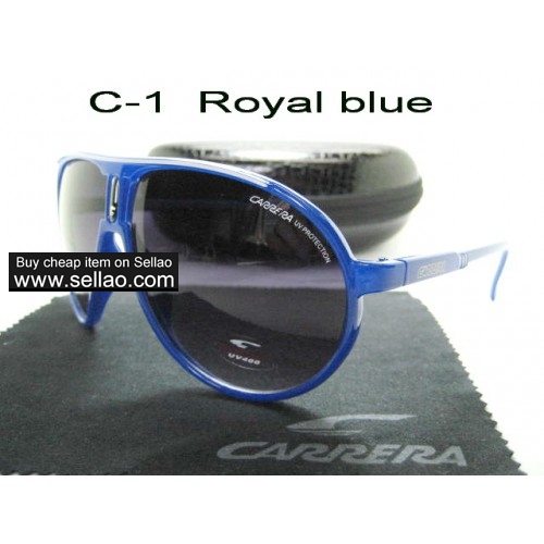 C-1 New Men Womens Retro Sunglasses Outdoor sport   Glasses+Box  Royal Blue