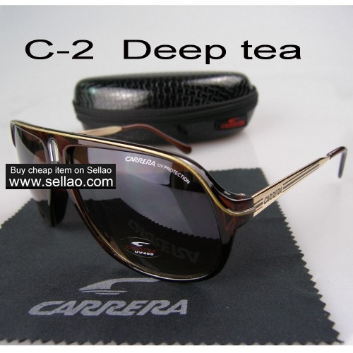 C-2 New Men Womens Retro Sunglasses Outdoor sport   Glasses+Box  Deep tea