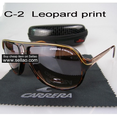 C-2 New Men Womens Retro Sunglasses Outdoor sport   Glasses+Box  Leopard print