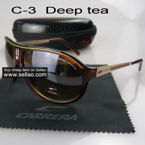 C-3 New Men Womens Retro Sunglasses Outdoor sport   Glasses+Box  Deep tea