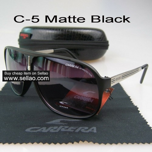 C-5 New Men Womens Retro Sunglasses Outdoor sport   Glasses+Box  Matte Black