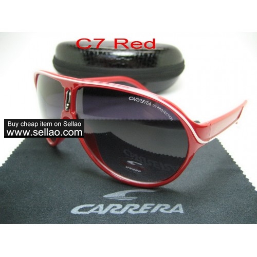 C7 New Men Womens Retro Sunglasses Outdoor sport   Glasses+Box  Red