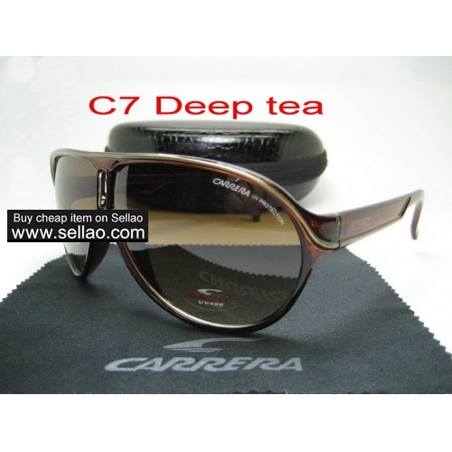 C7 New Men Womens Retro Sunglasses Outdoor sport Glasses+Box  Deep tea