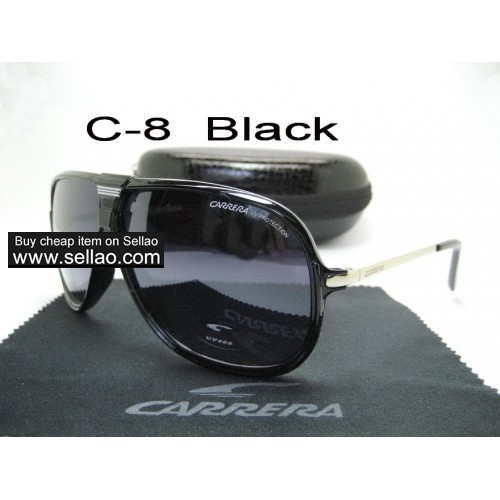 C-8 New Men Womens Retro Sunglasses Outdoor sport Glasses+Box  Black