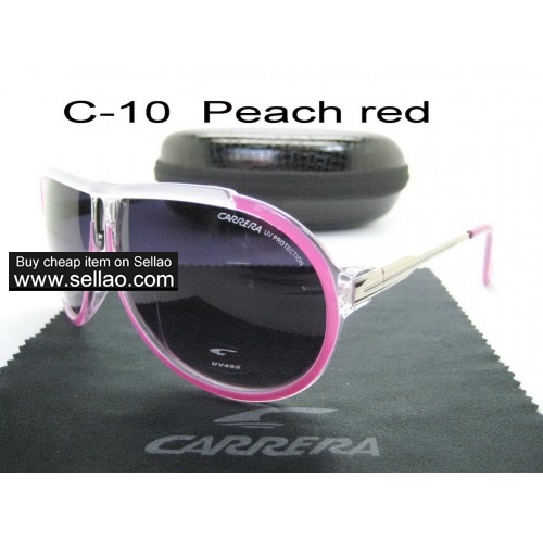C-10 New Men Womens Retro Sunglasses Outdoor sport Glasses+Box  Peach Red