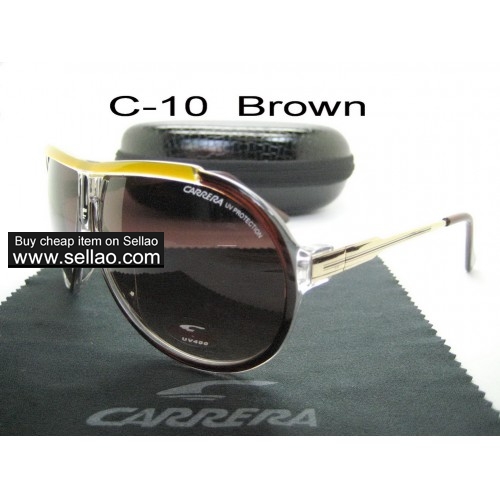 C-10 New Men Womens Retro Sunglasses Outdoor sport Glasses+Box  Brown