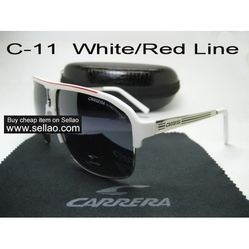 C-11 New Men Womens Retro Sunglasses Outdoor sport Glasses+Box  White/Red Line