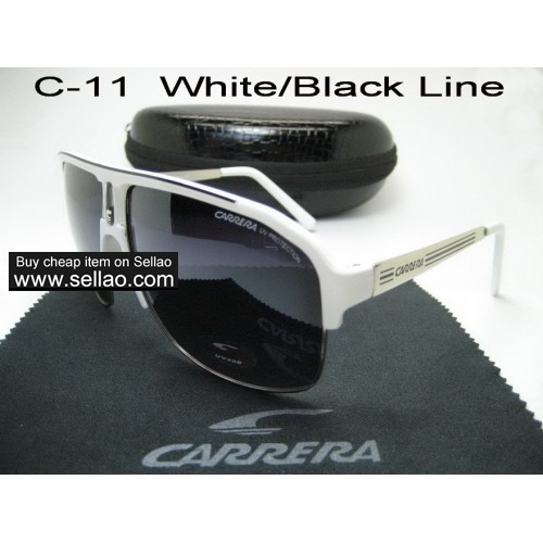 C-11 New Men Womens Retro Sunglasses Outdoor sport Glasses+Box  White/Black Line