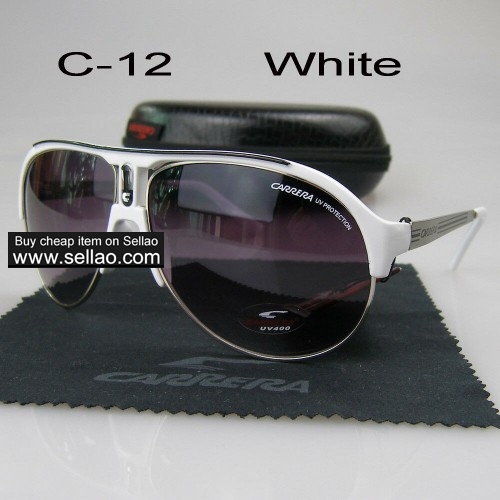 C12 New Men Womens Retro Sunglasses Outdoor sport Glasses+Box  White