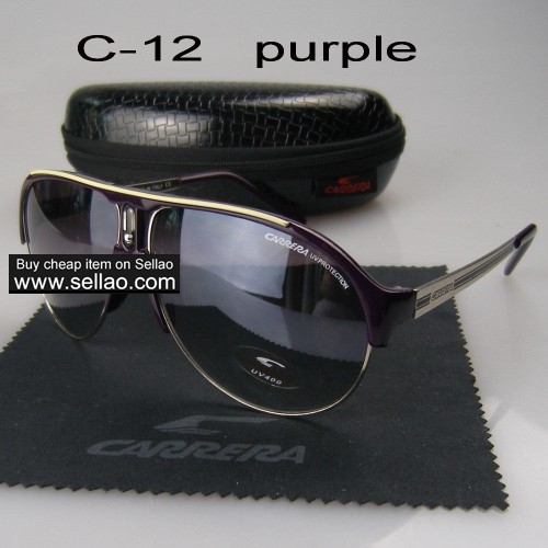 C12 New Men Womens Retro Sunglasses Outdoor sport Glasses+Box  Purple