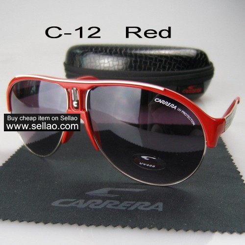 C12 New Men Womens Retro Sunglasses Outdoor sport Glasses+Box  Red