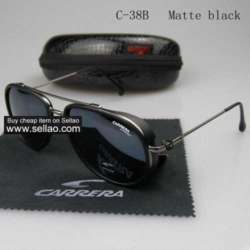 C-38 New Men Womens Retro Sunglasses Outdoor sport Glasses+Box  Matte Black