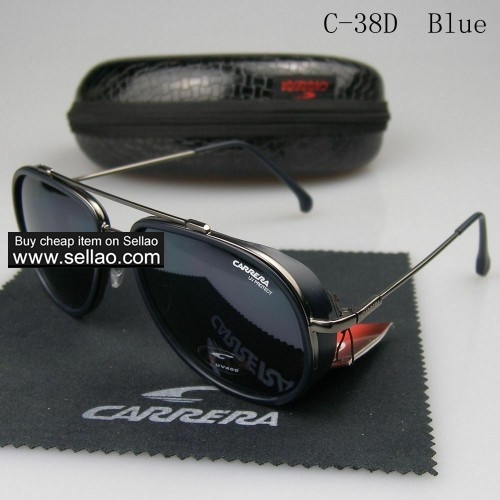C-38 New Men Womens Retro Sunglasses Outdoor sport Glasses+Box  Blue