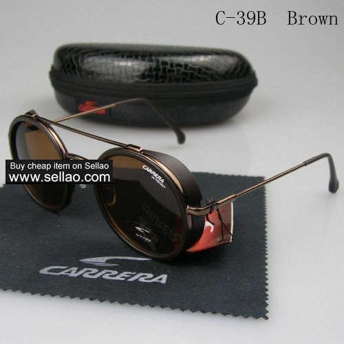 C-39 New Men Womens Retro Sunglasses Outdoor sport Glasses+Box  Brown