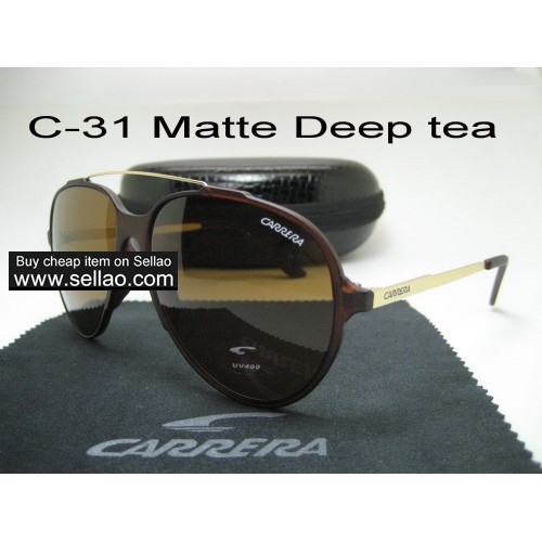 C-31 New Men Womens Retro Sunglasses Outdoor sport Glasses+Box  Matte/Deep tea