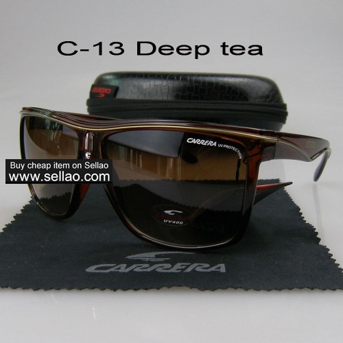 C-13 New Men Womens Retro Sunglasses Outdoor sport Glasses+Box  Deep tea