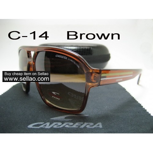 C-14 New Men Womens Retro Sunglasses Outdoor sport Glasses+Box  Brown