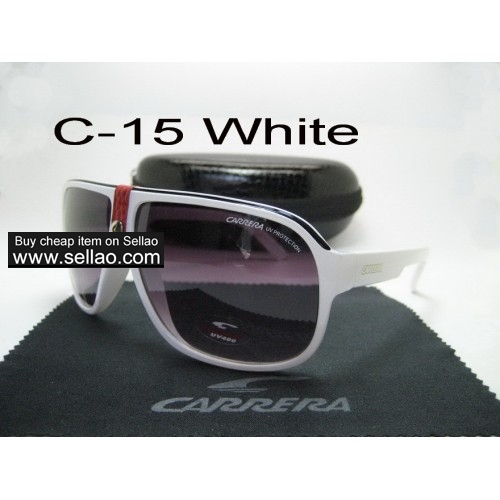 C-15 New Men Womens Retro Sunglasses Outdoor sport Glasses+Box  White