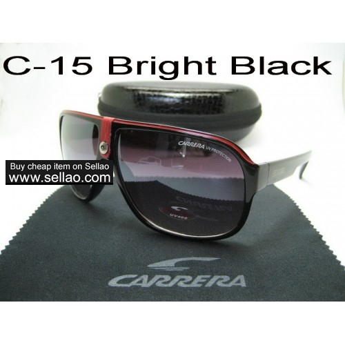 C-15 New Men Womens Retro Sunglasses Outdoor sport Glasses+Box  Bright Black