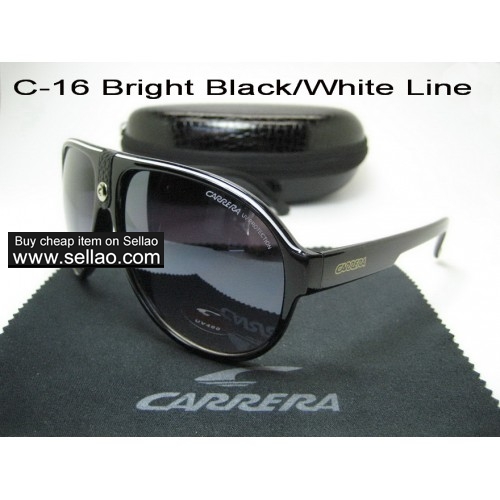 C-16 New Men Womens Retro Sunglasses Outdoor sport Glasses+Box  Bright Black/White LIne