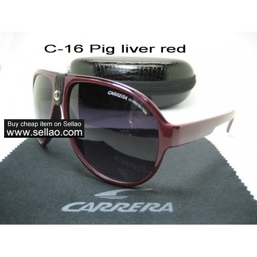 C-16 New Men Womens Retro Sunglasses Outdoor sport Glasses+Box  Pig liver Red