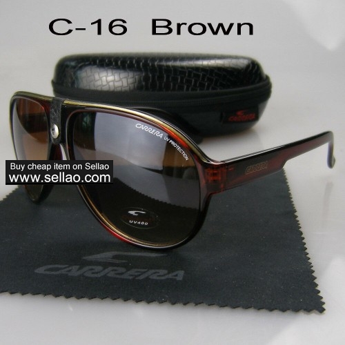 C-16 New Men Womens Retro Sunglasses Outdoor sport Glasses+Box  Brown