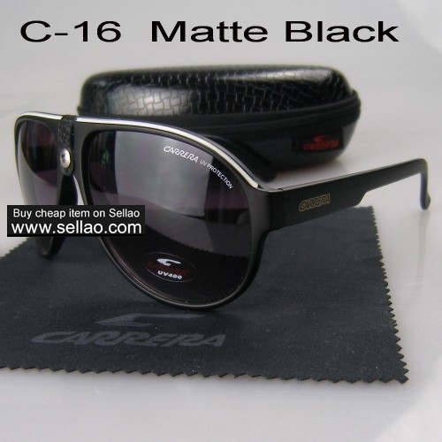 C-16 New Men Womens Retro Sunglasses Outdoor sport Glasses+Box  Matte Black