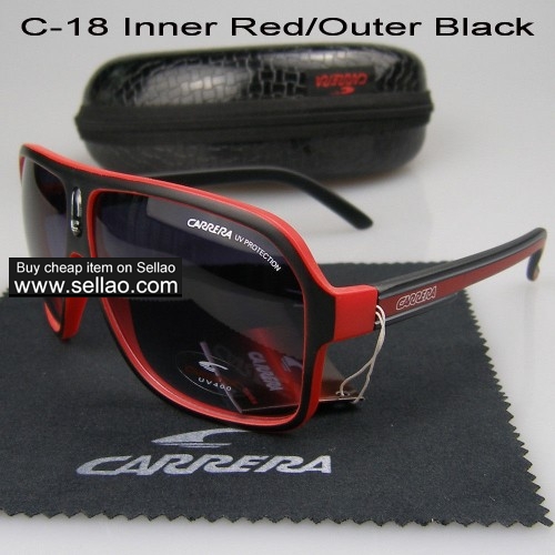 C-18 New Men Womens Retro Sunglasses Outdoor sport Glasses+Box  Inner Red/Outer Black