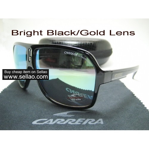 C-18 New Men Womens Retro Sunglasses Outdoor sport Glasses+Box  Bright Black/Gold Lens