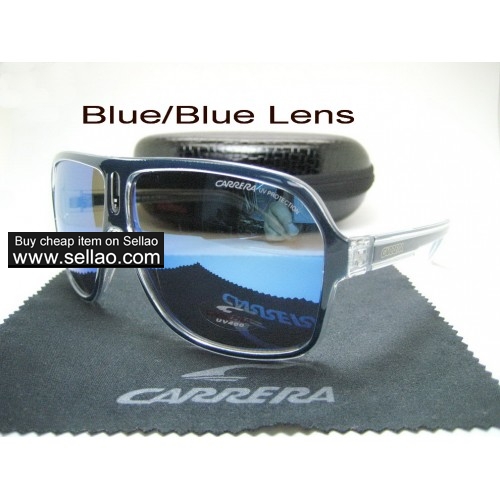 C-18 New Men Womens Retro Sunglasses Outdoor sport Glasses+Box  Blue/Blue Lens