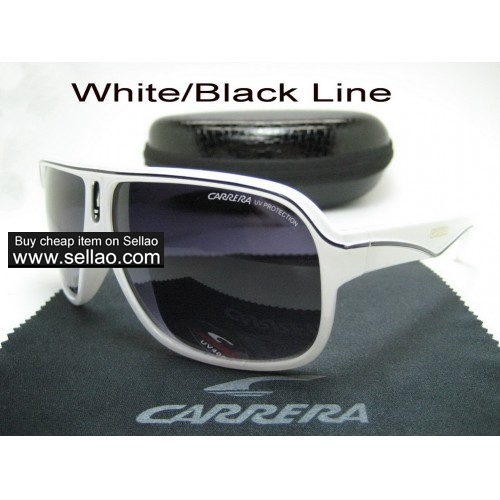 C-19 New Men Womens Retro Sunglasses Outdoor sport Glasses+Box  White/Black Line