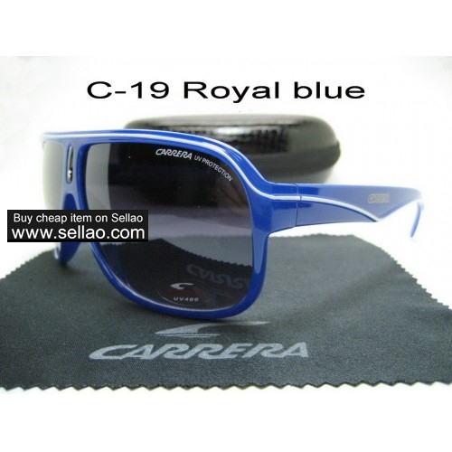 C-19 New Men Womens Retro Sunglasses Outdoor sport Glasses+Box  Royal Blue