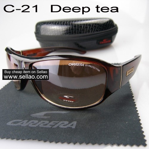 C-21 Fashion Trend Unisex UV Protection Toad Mirror Sunglasses +Box  Deep tea