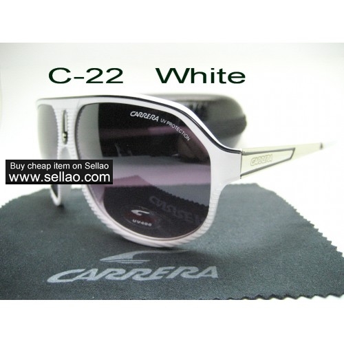 C-22 Men's Women's Trendy Travel Windproof Sunshade Sunglasses Anti-UV +Box  White