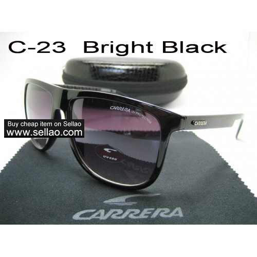 C-23 New Men Womens Retro Sunglasses Outdoor sport Anti-UV Glasses+Box  Bright Black
