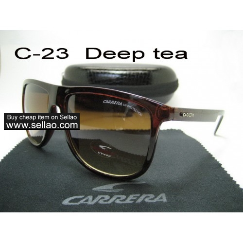C-23 New Men Womens Retro Sunglasses Outdoor sport Anti-UV Glasses+Box  Deep tea
