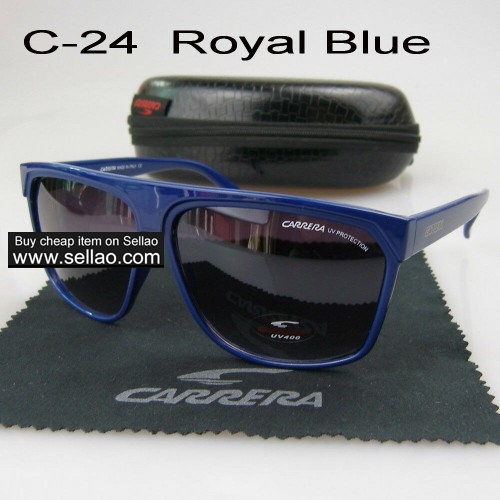 C-24 New Men Womens Retro Sunglasses Outdoor sport Anti-UV Glasses+Box  Royal Blue